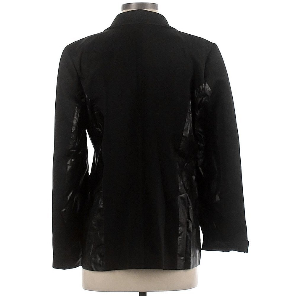 NWT Redwood Court Black Cotton Faux Leather Trim Blazer - Picture 3 of 12